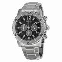 Seiko Solar Chronograph Black Dial Black Leather Men's Watch SSC223