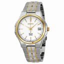 Seiko Solar Dress White Dial Two-tone Men's Watch SNE122