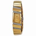 Seiko Solar Gold Dial Gold-tone Stainless Steel Swarovski Crystals Ladies Watch Sup168