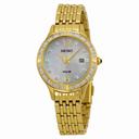 Seiko Solar Mother of Pearl Dial Gold-tone Ladies Watch SUT094
