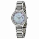 Seiko Solar Mother Of Pearl Dial Stainless Steel Case and Band Ladies Quartz Watch SUT135
