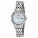 Seiko Solar Mother of Pearl Dial Stainless Steel Ladies Watch SUT091