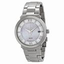 Seiko Solar Pink Mother of Pearl Dial Stainless Steel Ladies Watch SNE885