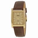 Seiko Solar Quartz Champagne Dial Brown Leather Men's Watch SUP896