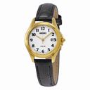 Seiko Solar White Dial Black Leather Ladies Watch SUT238
