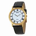 Seiko Solar White Dial Black Leather Men's Watch SUP878