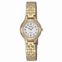Seiko Solar White Dial Gold-tone Stainless Steel Ladies Watch SUP102