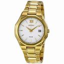 Seiko Solar White Dial Stainless Steel Men's Watch SNE158