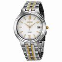 Seiko Solar White Dial Two-tone Stainless Steel Men's Watch SNE029