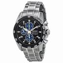 Seiko Sportura Chronograph Black Dial Stainless Steel Men's Watch SNAE63