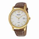 Seiko White Dial Brown Crocodile Leather Quartz Men's Watch SUR150