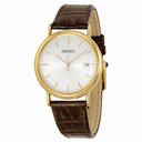 Seiko White Dial Brown Leather Men's Watch SKK698