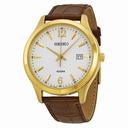 Seiko White Dial Brown Leather Men's Watch SUR056