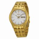 Seiko White Dial Gold Tone Stainless Steel Men's Watch SGGA20