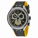 Swatch Bee-droid Chronograph Black Dial Black and Yellow Silicone Men's Watch YYS4008