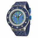 Swatch Flow Through Blue Dial Blue Perforated Rubber  Men's Watch SUUK403