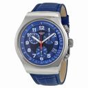 Swatch Irony Chronograph Blue Dial Blue Leather Men's Watch YOS449