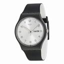 Swatch Originals Silver Dial Black Silicone Unisex Watch SUOB717