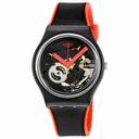 Swatch Red Frame Transparent Dial Ladies Watch GB290