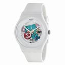 Swatch White Lacquered White Silicone Unisex Watch SUOW100