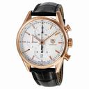 Tag Heuer Carrera Calibre 1887 Silver Dial Chronograph Black Leather Men's Watch CAR2140-FC8145
