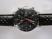 TAG Heuer Carrera CV2014.FT6007 Black Dial PVD Bezel Black Cow Leather Strap Watch