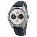 Tag Heuer Carrera Silver Dial Chronograph Blue Leather Men's Watch CV5111FC6335