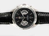 TAG Heuer Grand Carrera CAV511A.FC6225 Black Cow Leather Strap Mens Stainless Steel Bezel Watch