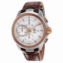 Tag Heuer Link Silver Dial Chronograph 18kt Rose Gold Steel Brown Leather Men's Watch CAT2050FC6322