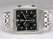 TAG Heuer Monaco Monaco Calibre 12 Rectangle Silver Stainless Steel Strap Black Dial Watch