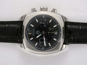 TAG Heuer Monza CR2113-0 38mm Blue Crocodile Leather Strap Black Dial Watch