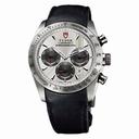 Tudor Fastrider Silver Dial Chronograph Black Leather Men's Watch 42000-SVSBKLS
