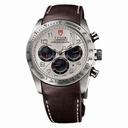 Tudor Fastrider Silver Dial Chronograph Brown Leather Men's Watch 42000-SVABRLS