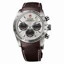 Tudor Fastrider Silver Dial Chronograph Brown Leather Men's Watch 42000-SVSBRLS