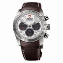 Tudor Fastrider White Dial Chronograph Brown Leather Men's Watch 42000-WABRLS