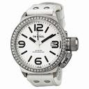 TW Steel Canteen White Dial  Swarovski  Bezel White Leather Ladies Watch TW35