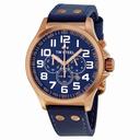 TW Steel Pilot Blue Dial Chronograph Rose Gold PVD Steel Blue leather Men's Watch TW406