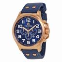 TW Steel Pilot Blue Dial Chronograph Rose Gold PVD Steel Blue Leather Men's Watch TW407