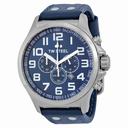 TW Steel Pilot Sunray Blue Dial Chronograph Stainless Steel Blue Leather Men's Watch TW403