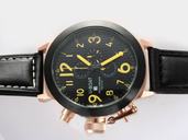 U-Boat Flightdeck 1758 Black Dial 52mm Black Ostrich Leather Strap Watch