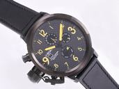U-Boat Flightdeck 1758 Black Dial Black Cow Leather Strap Round Watch