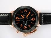 U-Boat Flightdeck 1758 Round Mens Black Ostrich Leather Strap Watch