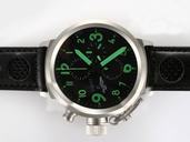 U-Boat Flightdeck 1838 Black Ostrich Leather Strap Black Dial Watch