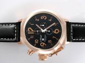 U-Boat Flightdeck 1838 Round Black Dial Black Ostrich Leather Strap Watch