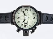 U-Boat Flightdeck 1840 Black Cow Leather Strap White Dial Watch