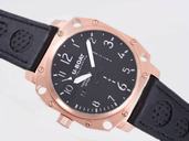 U-Boat Flightdeck 1887 Mens Black Ostrich Leather Strap Rose Gold Bezel Watch