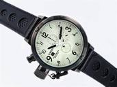U-Boat Flightdeck 1931 Mens Black Crocodile Leather Strap Round Watch