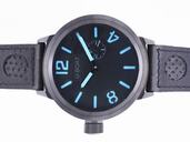 U-Boat Italo Fontana 5571 Black Dial Black Ostrich Leather Strap Watch