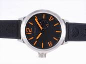 U-Boat Italo Fontana 5571 Round Mens Black Ostrich Leather Strap Watch
