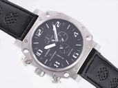 U-Boat Thousands Of Feet 1789 Black Dial Black Ostrich Leather Strap Round Watch